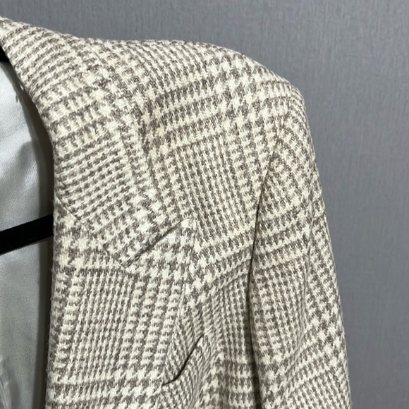 Austin Reed Wool Blend Tan Houndstooth Unisex Blazer Sz-XL - Picture 4 of 12
